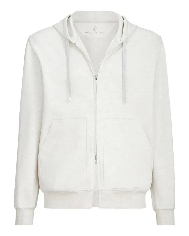 Brunello Cucinelli Hoodie aus Techno-Baumwollfrottee mit Reißverschluss - Grau Grau