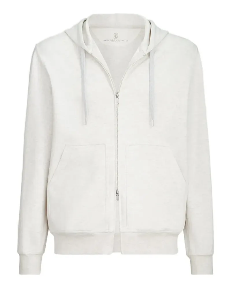 Brunello Cucinelli Hoodie aus Techno-Baumwollfrottee mit Reißverschluss - Grau Grau