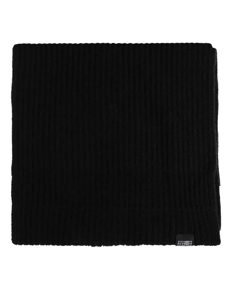 Maison Margiela ribbed logo-patch scarf - Schwarz Schwarz