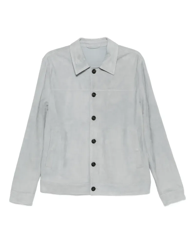 Eleventy buttoned suede jacket - Blau Blau