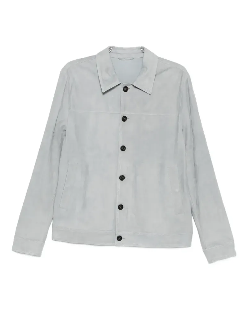 Eleventy buttoned suede jacket - Blau Blau