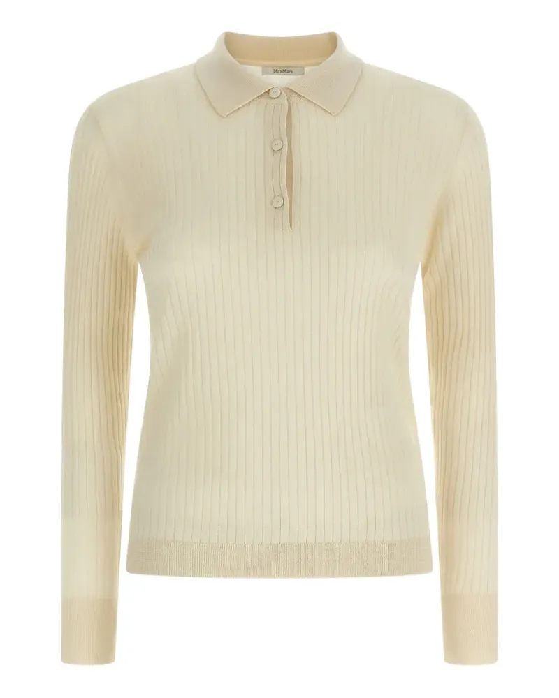 Max Mara ribbed button polo top - Nude Nude