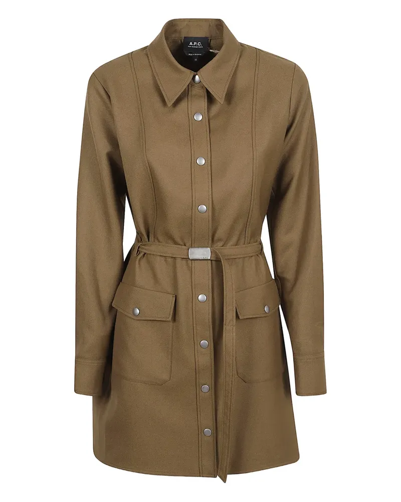 A.P.C. Mantel mit Gürtel - Grün Grün