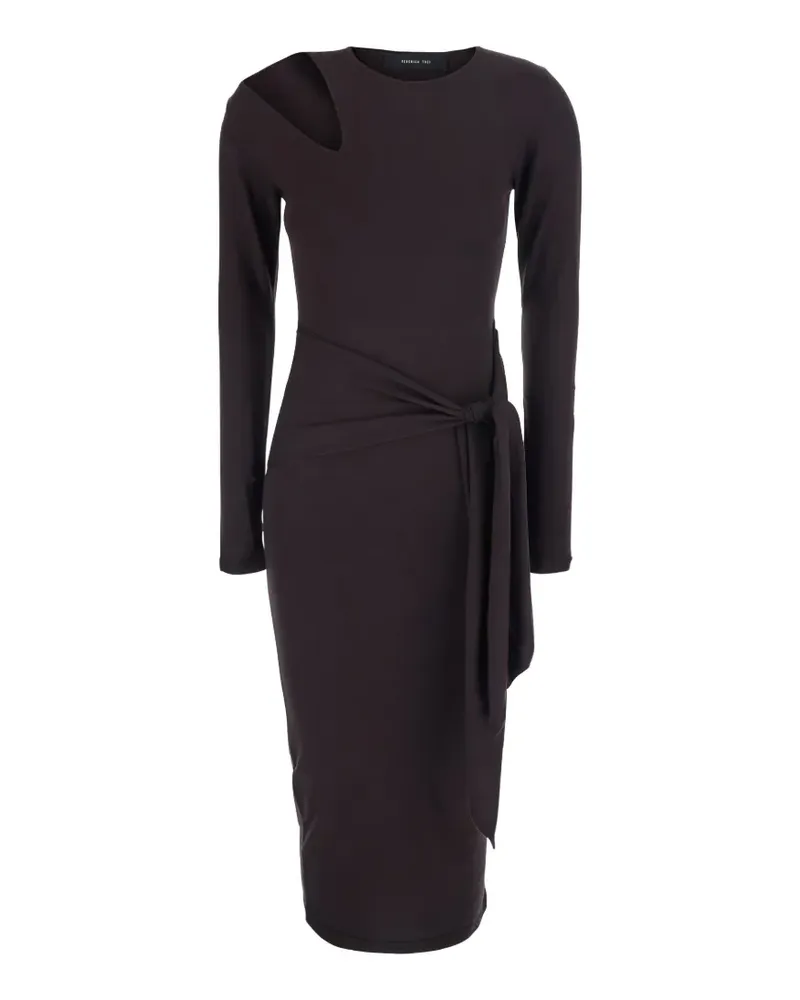 Federica Tosi Midikleid mit Cut-Outs - Braun Braun