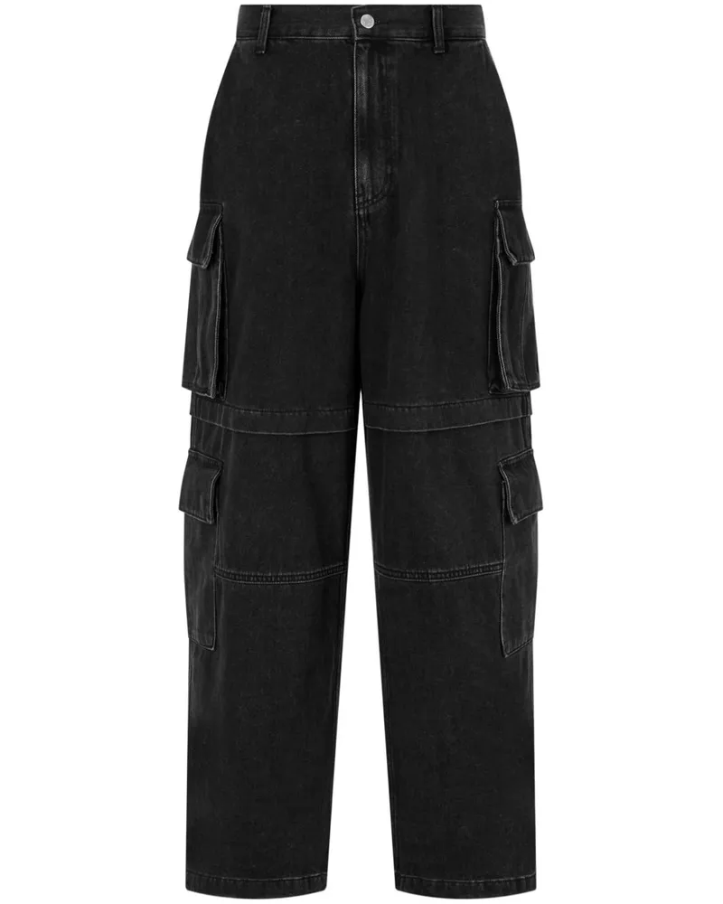 STUDIO TOMBOY Wide-Leg-Cargohose aus Denim - Schwarz Schwarz
