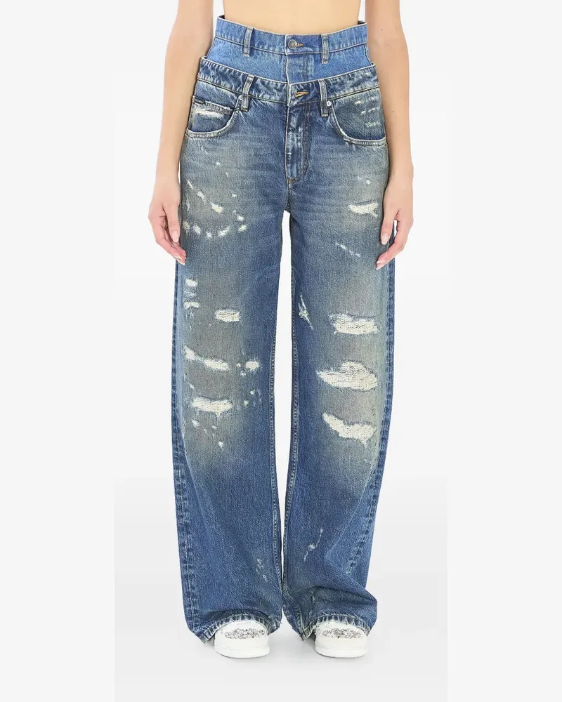 Dolce & Gabbana double-waist distressed jeans - Blau Blau