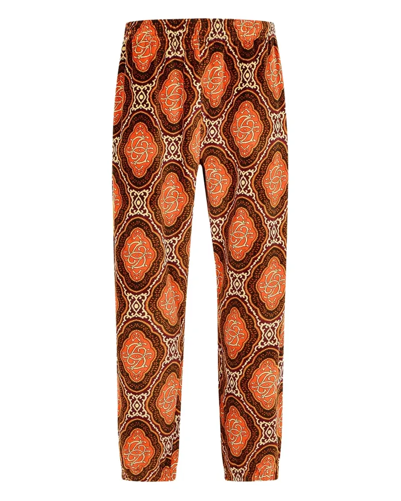 Drôle de Monsieur Gerade Samthose mit Medaillon-Print - Braun Braun