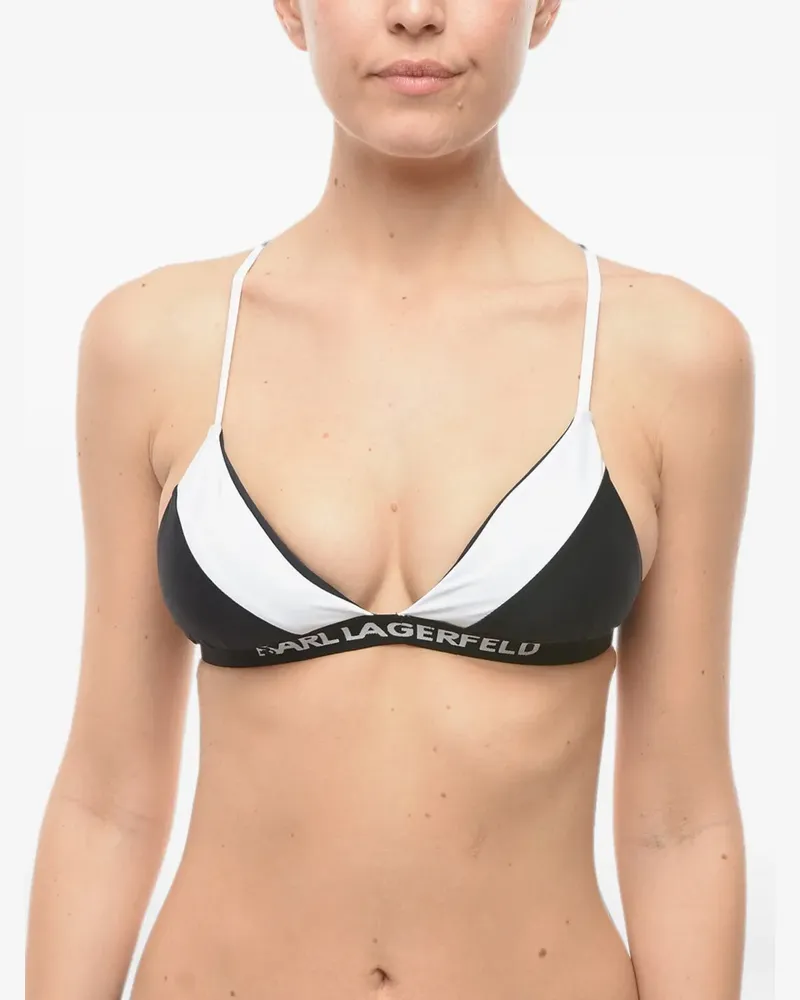 Karl Lagerfeld Zweifarbiger Triangel-Bikini - Schwarz Schwarz