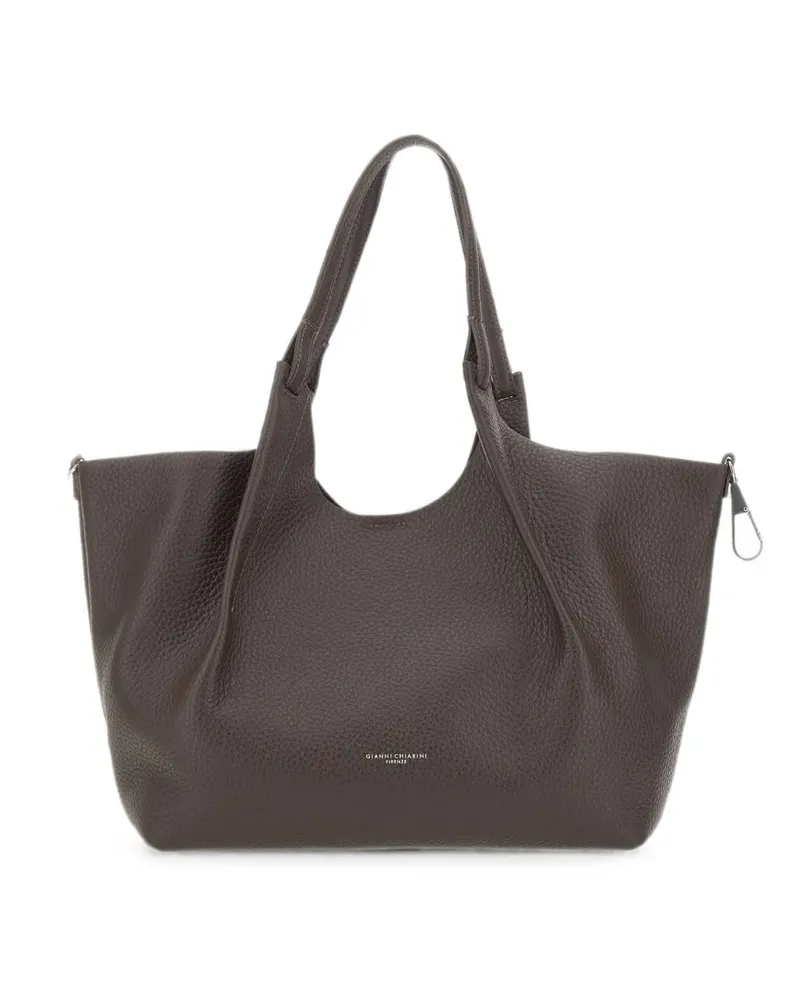 Gianni Chiarini large Dua hammered leather tote bag - Braun Braun