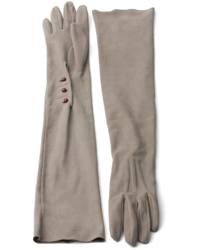 Prada Lange Handschuhe aus Wildleder - Grau Grau