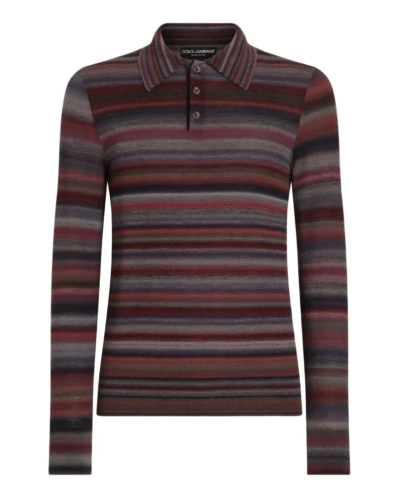 Dolce & Gabbana Gestreiftes Poloshirt - Grau Grau