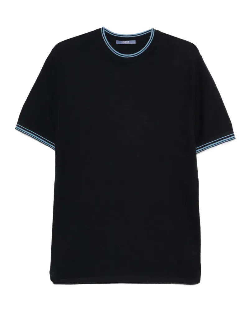 People of Shibuya contrast-trim short-sleeve T-shirt - Blau Blau