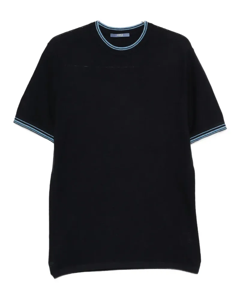 People of Shibuya contrast-trim short-sleeve T-shirt - Blau Blau