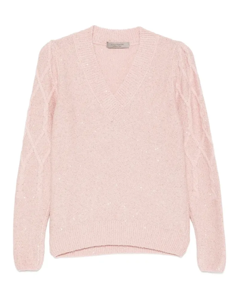 D.EXTERIOR sequin-embellished cable-knit sweater - Rosa Rosa