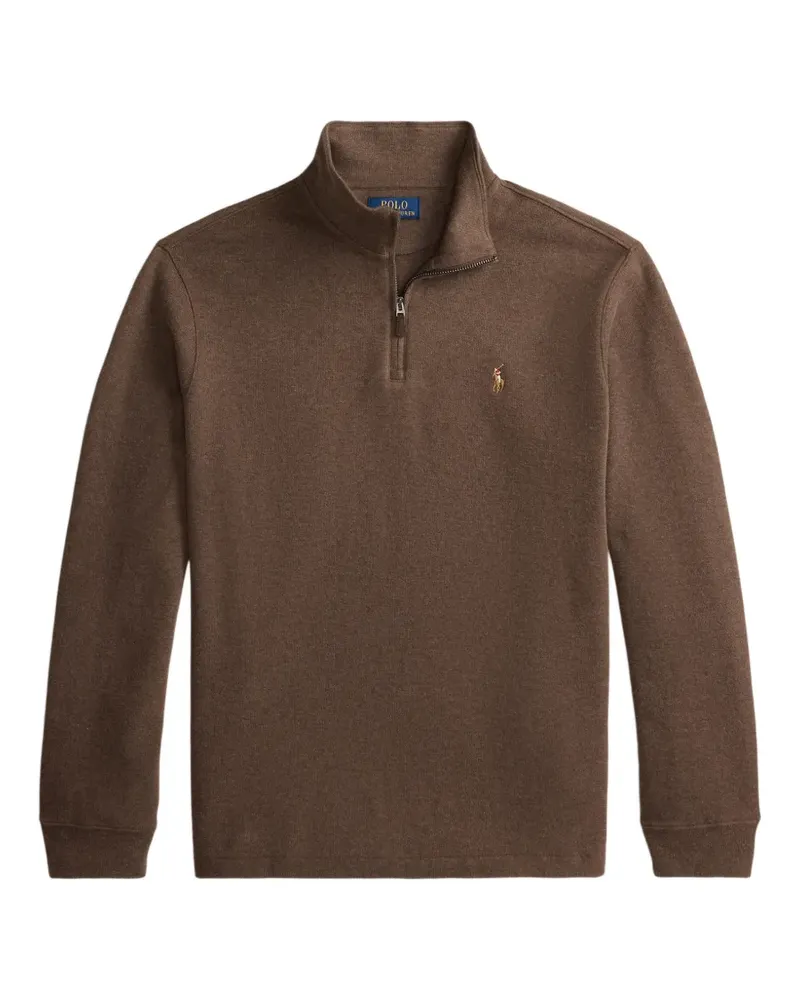 Ralph Lauren Estate-Rib Pullover mit Viertelreißverschluss - Braun Braun