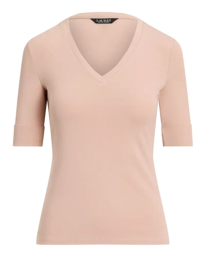 Ralph Lauren V-neck cuffed-sleeve T-shirt - Nude Nude