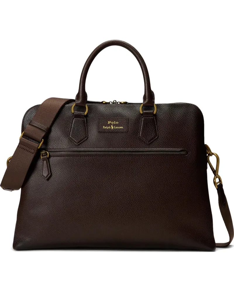 Ralph Lauren Strukturierte Aktentasche mit abnehmbarem Riemen - Braun Braun