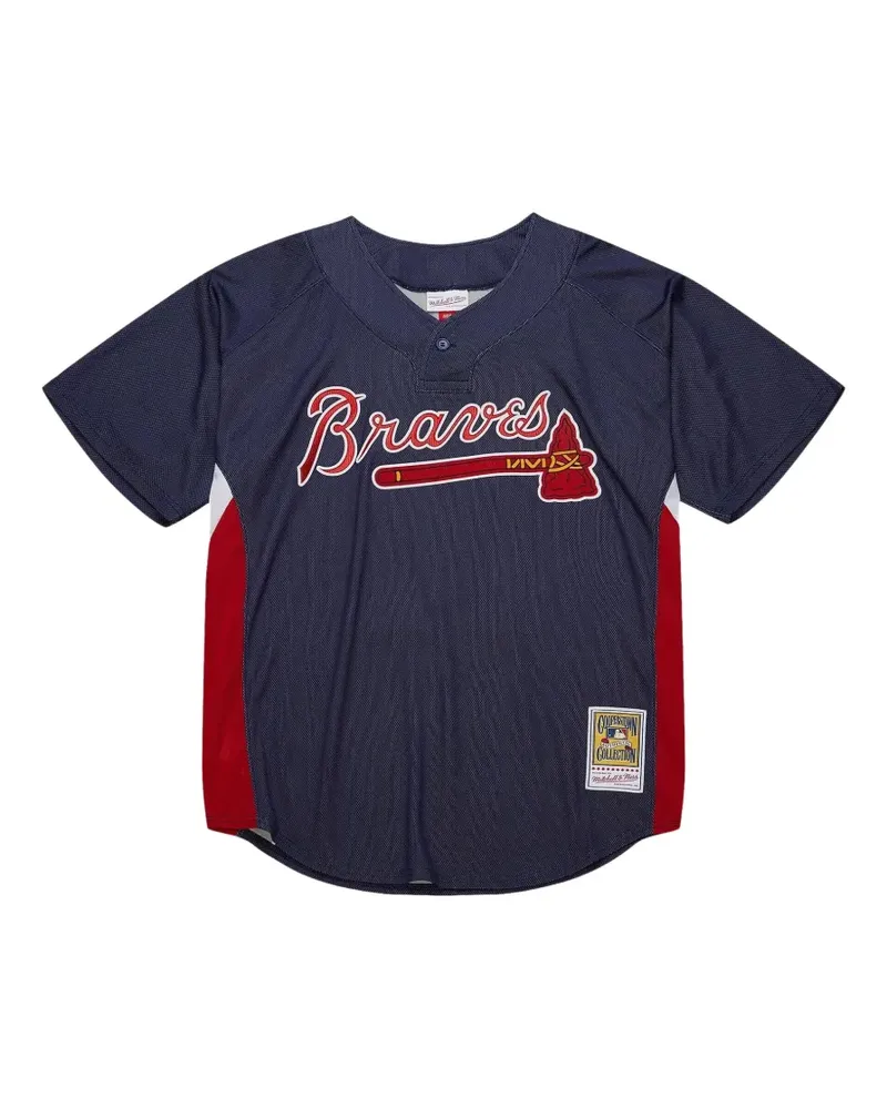 Mitchell & Ness 007 Atlanta Braves Oberteil mit Streifendetail - Blau Blau