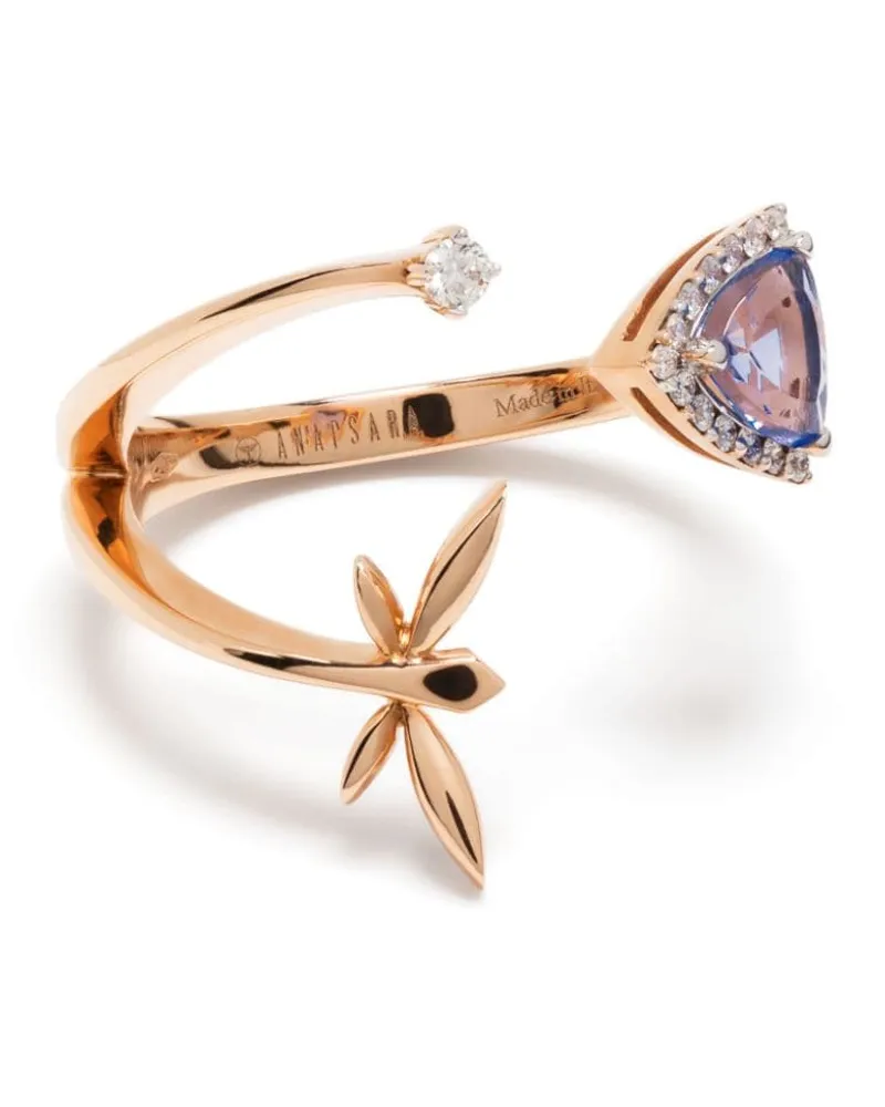 ANAPSARA 18kt Micro Trinity Rotgoldring mit Diamanten - Rosa Rosa
