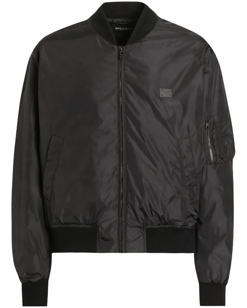 Dolce & Gabbana Bomberjacke mit Logo-Schild - Schwarz Schwarz