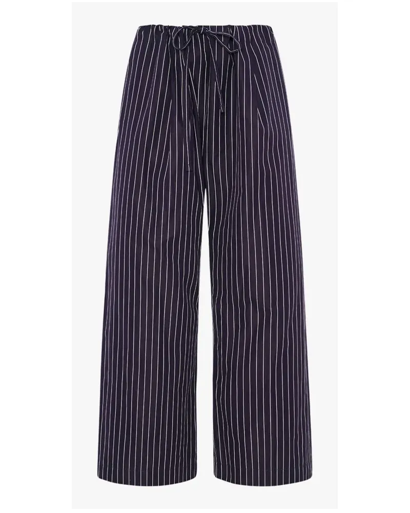 Another Tomorrow striped cotton trousers - Blau Blau