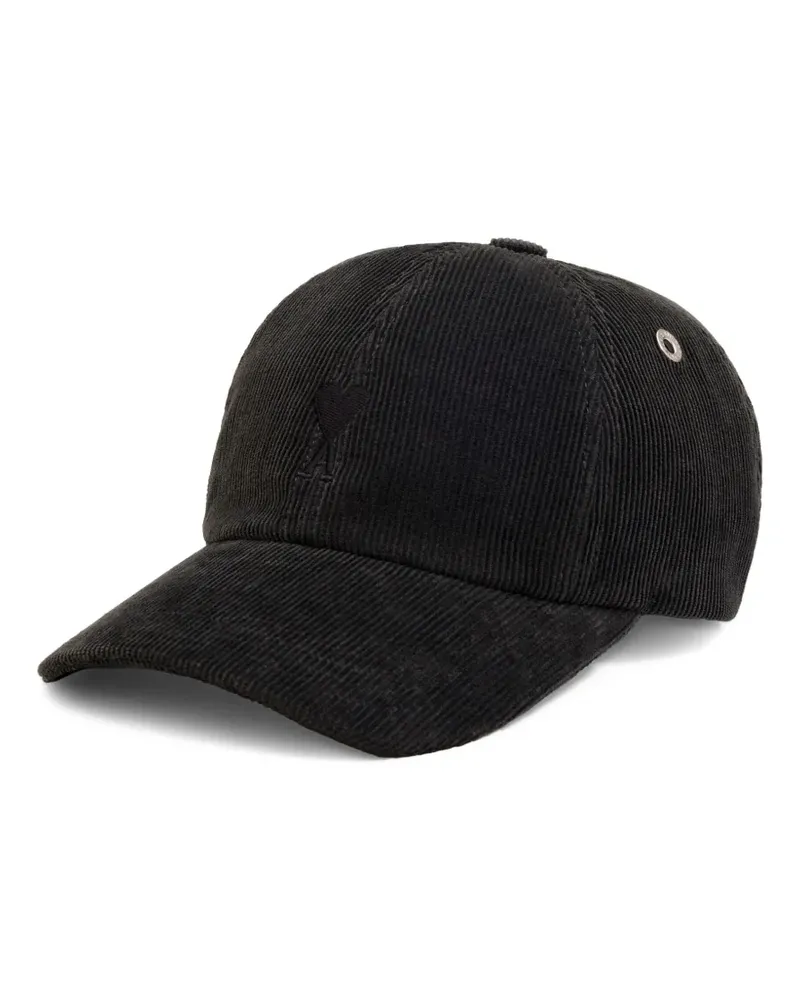AMI Paris Ami De Coeur Baseballkappe aus Cord - Schwarz Schwarz