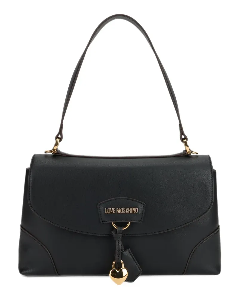 Moschino Schultertasche mit Herz-Anhänger - Schwarz Schwarz