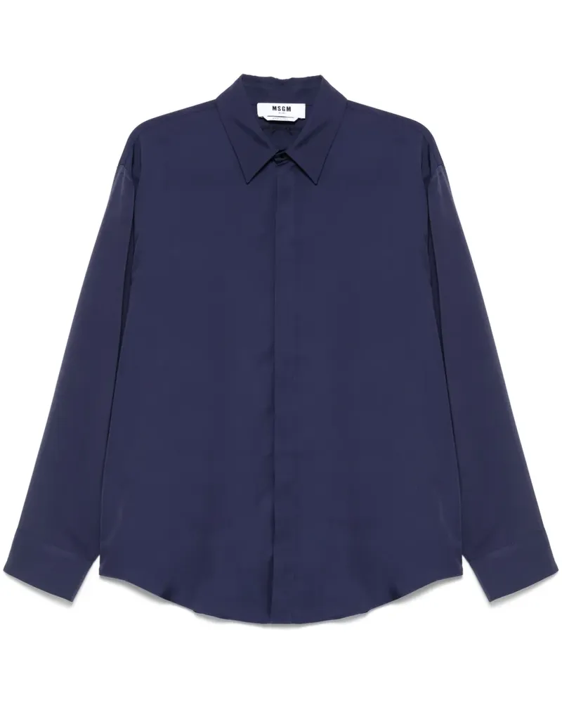 MSGM Hemd mit Logo-Stickerei - Blau Blau