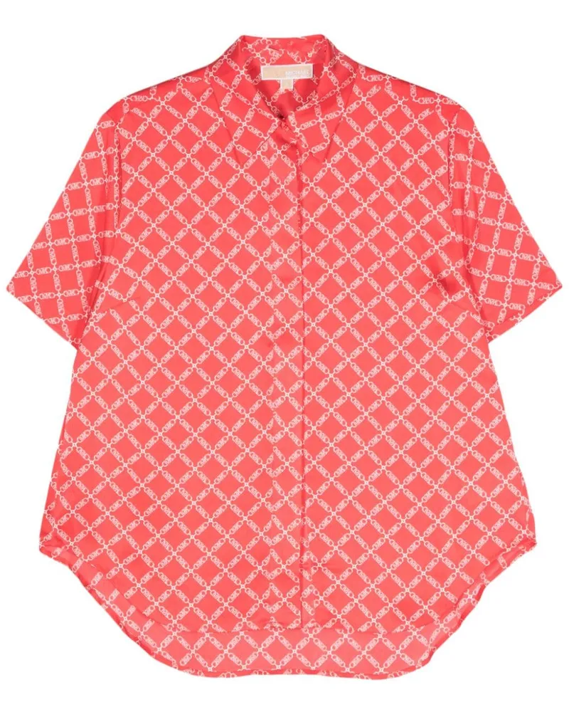 Michael Kors Empire Satinhemd mit Logo-Print - Rosa Rosa