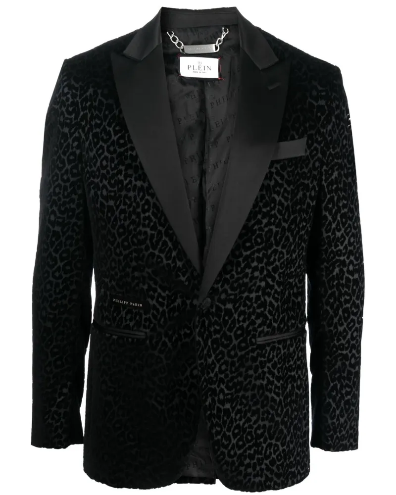 Philipp Plein Lord Fit Sakko aus Samt - Schwarz Schwarz