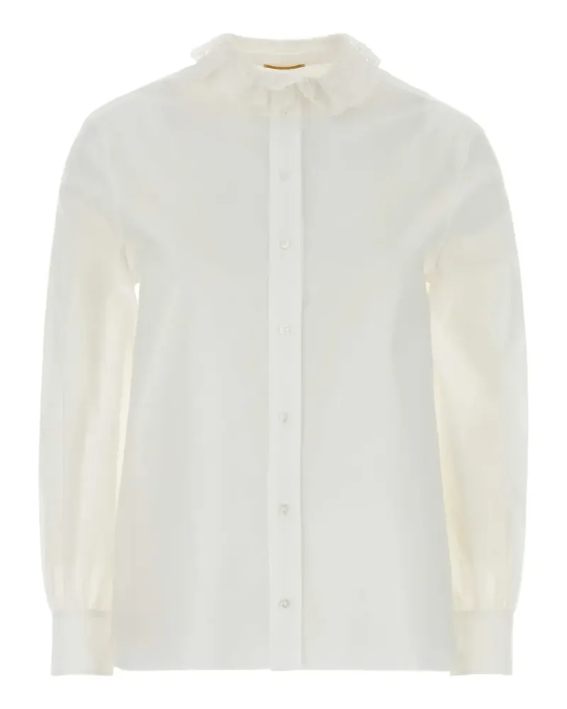 Saint Laurent Hemd mit Spitzendetail - Weiß Weiß