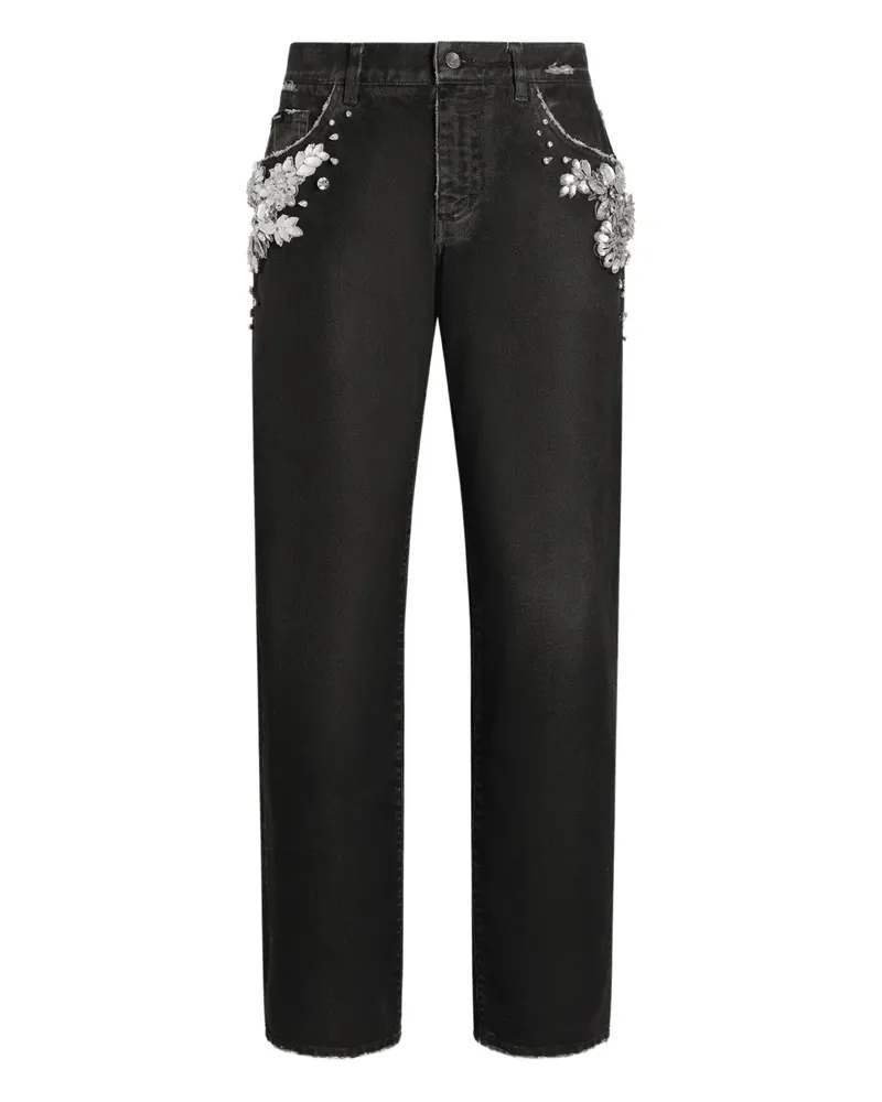 Dolce & Gabbana Jeans mit Kristallen - Schwarz Schwarz