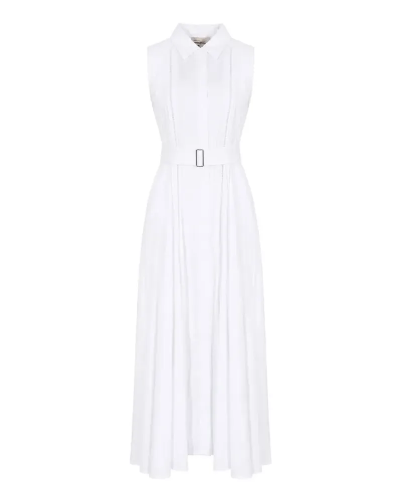Semicouture midi Myrtie belted openwork-insert dress - Weiß Weiß