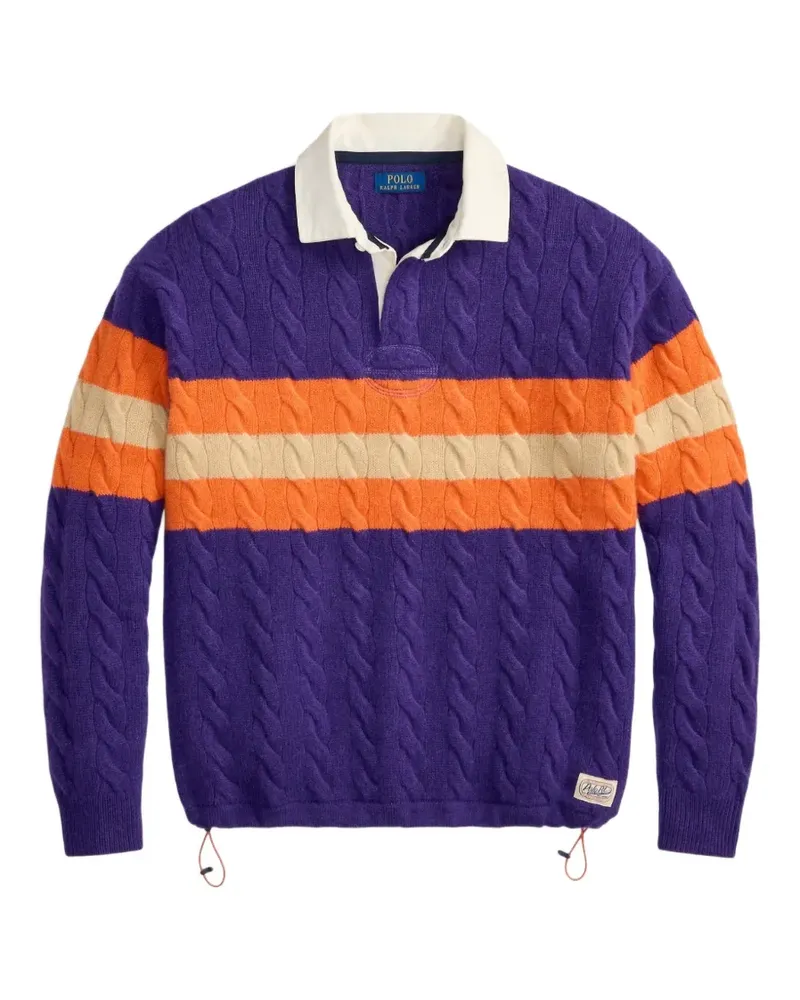 Ralph Lauren Gestreifter Pullover mit Zopfmuster - Violett Violett