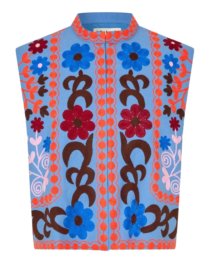 Lollys Laundry BinLL floral-embroidered gilet - Blau Blau