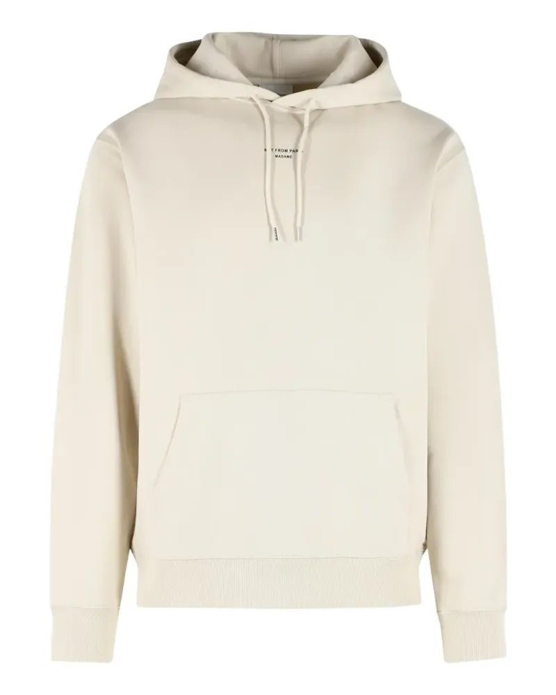 Drôle de Monsieur drawstring slogan-print hoodie - Nude Nude