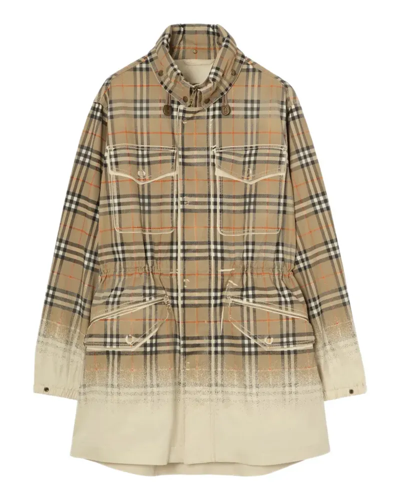 Burberry gradient Check tropical gabardine parka - Nude Nude