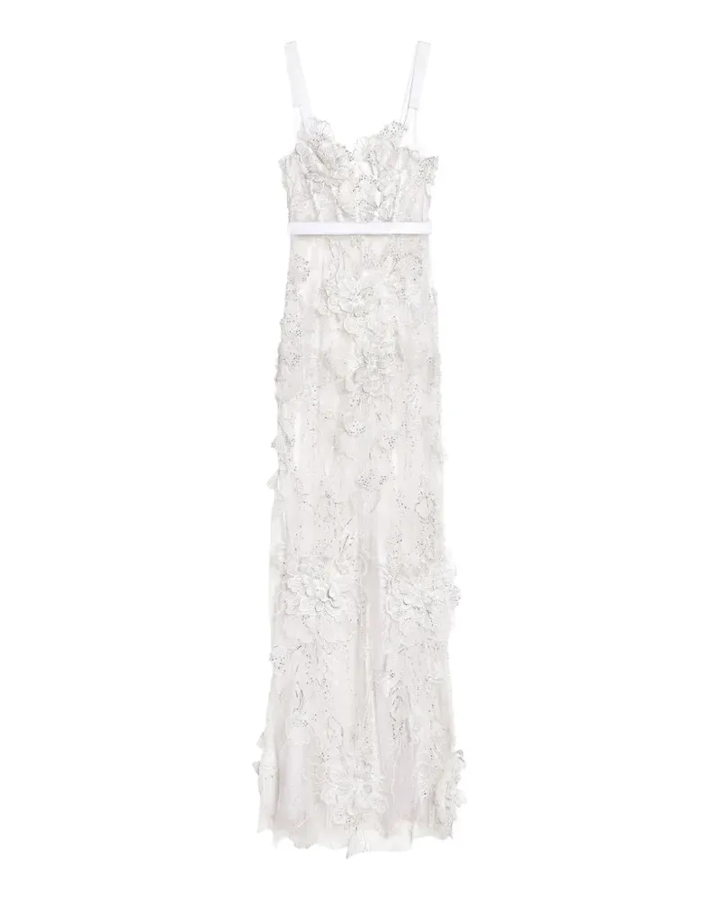 Genny floral-appliqué sequin-embellished maxi dress - Weiß Weiß