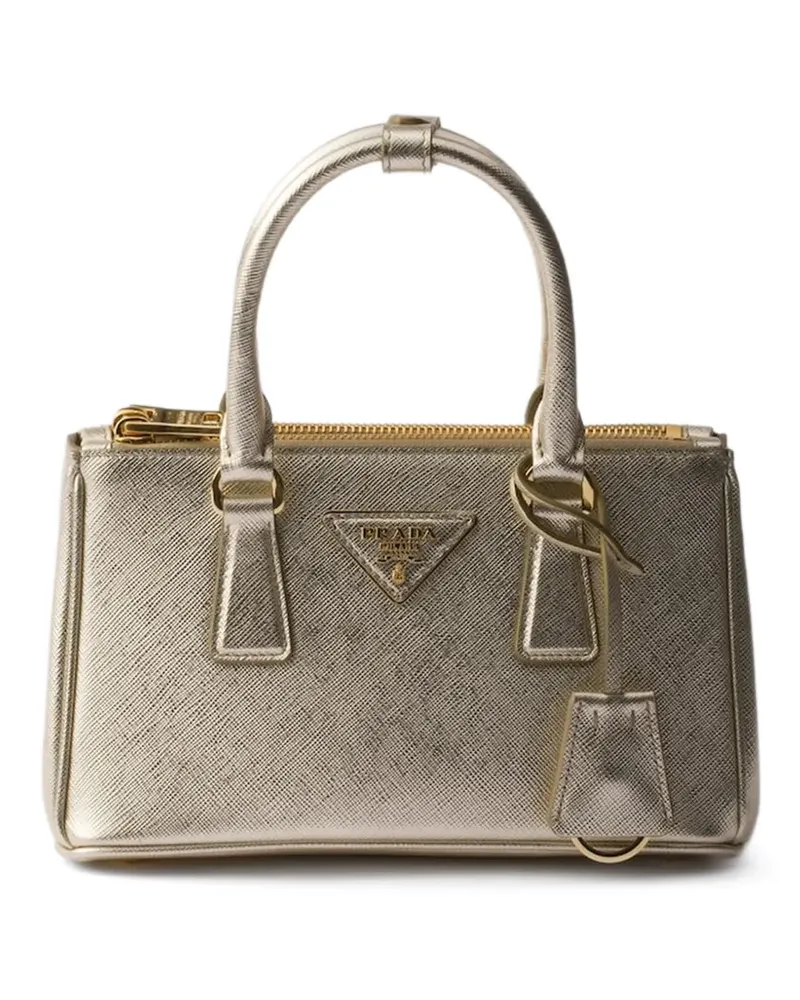 Prada Mini Galleria Tote Bag mit Triangel-Logo - Gold Gold