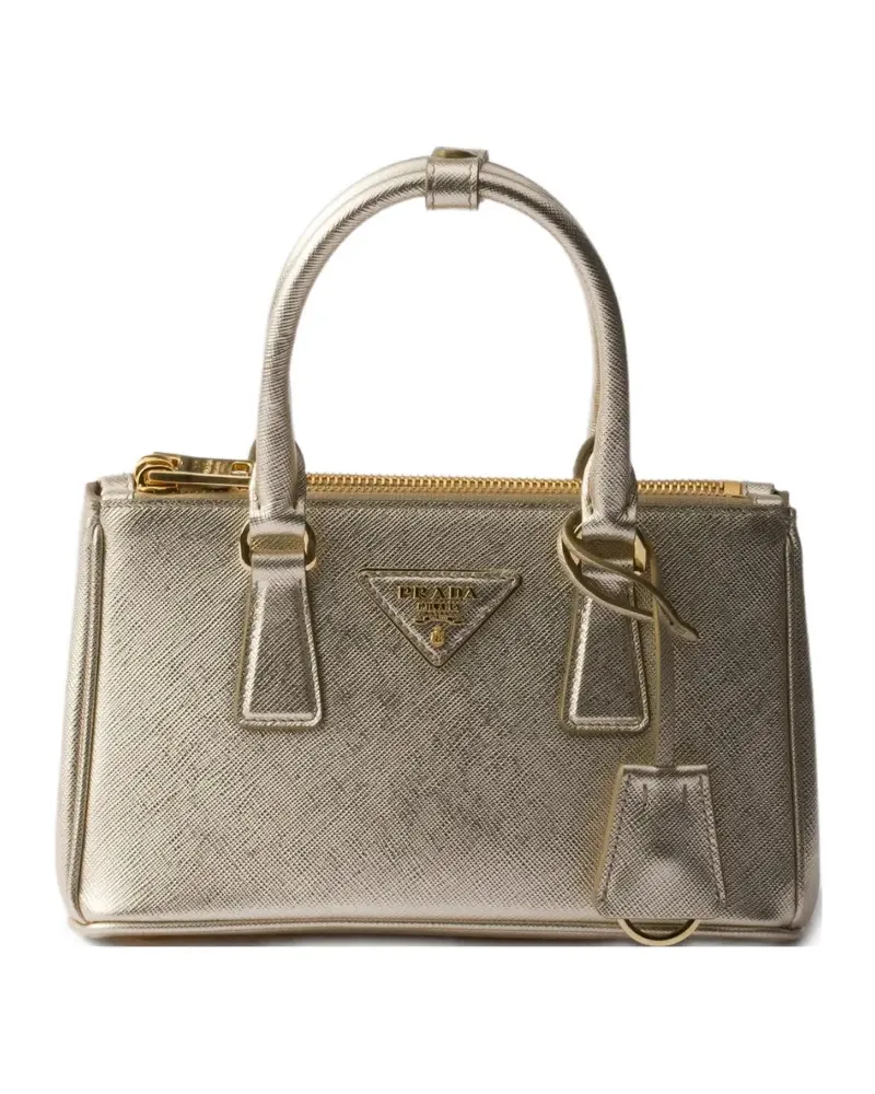 Prada Mini Galleria Tote Bag mit Triangel-Logo - Gold Gold