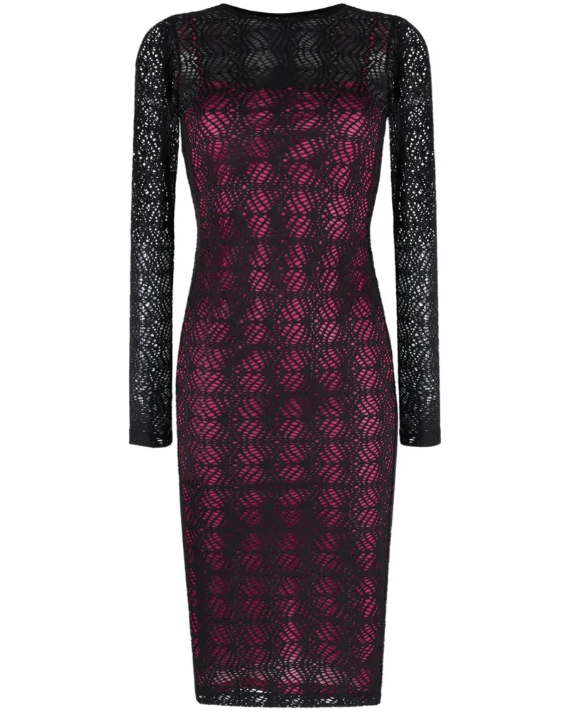 Versace Jeans Langärmeliges Kleid mit Sheer-Effekt - Schwarz Schwarz