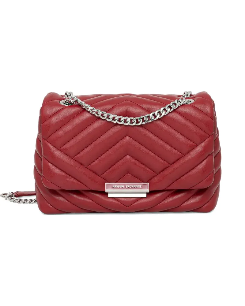 Armani Exchange logo-plaque quilted cross body bag - Rot Rot