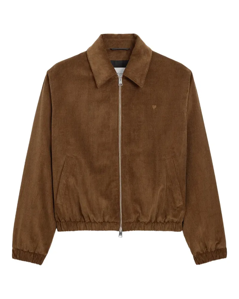 AMI Paris Wattierte Ami de Coeur Jacke aus Baumwollcord - Braun Braun