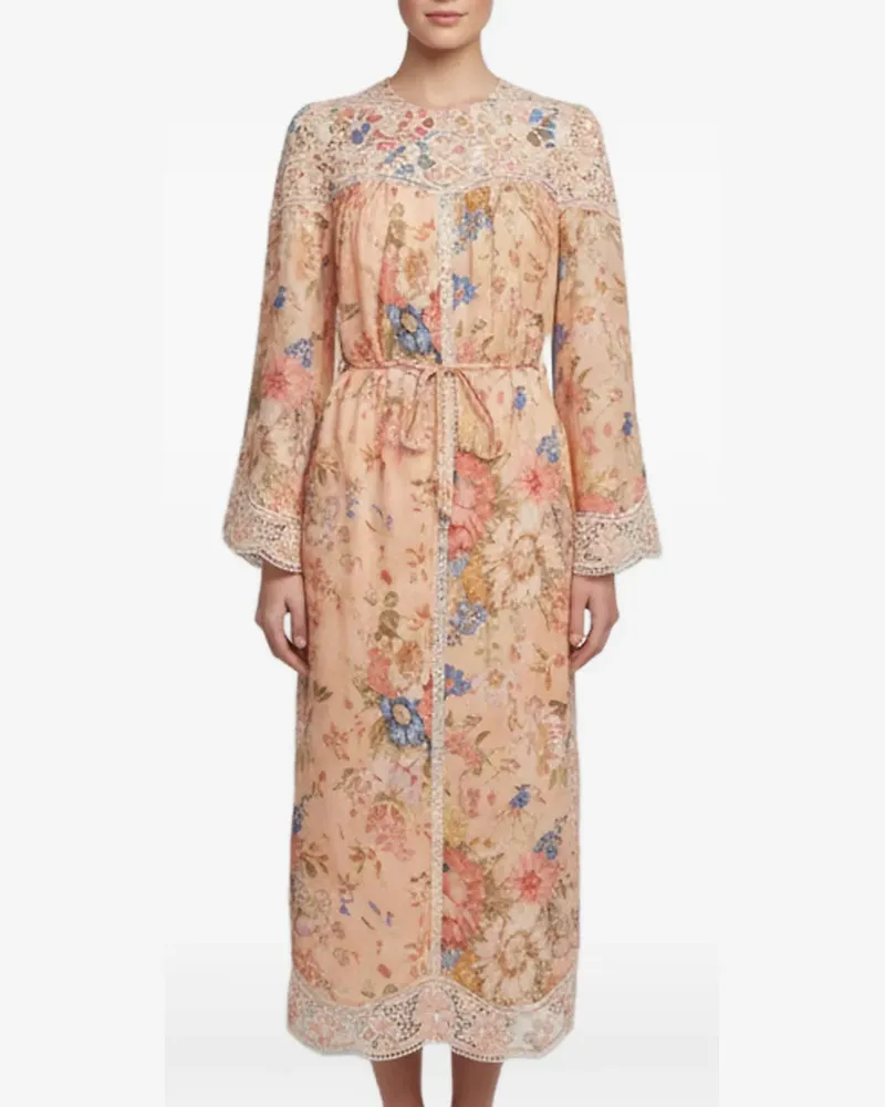 Zimmermann August floral-print midi dress - Nude Nude