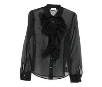 P.A.R.O H. Seidenbluse mit Volants - Schwarz