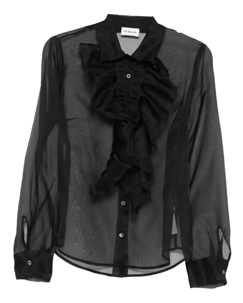 P.A.R.O.S.H. P.A.R.O H. Seidenbluse mit Volants - Schwarz Schwarz