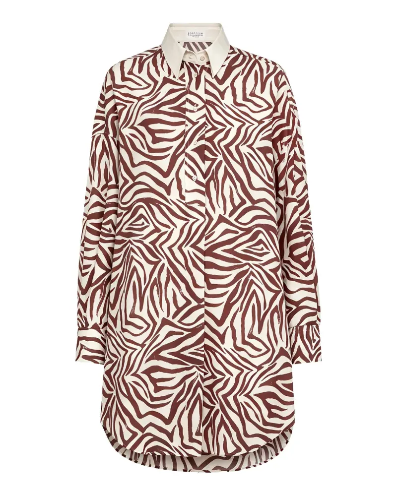 Brunello Cucinelli Minihemdkleid mit Zebra-Print - Weiß Weiß