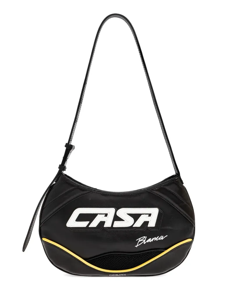 Casablanca Paris logo-lettering leather shoulder bag - Schwarz Schwarz