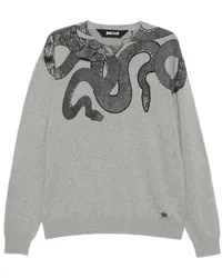 Just Cavalli Pullover mit Schlangen-Print Grau