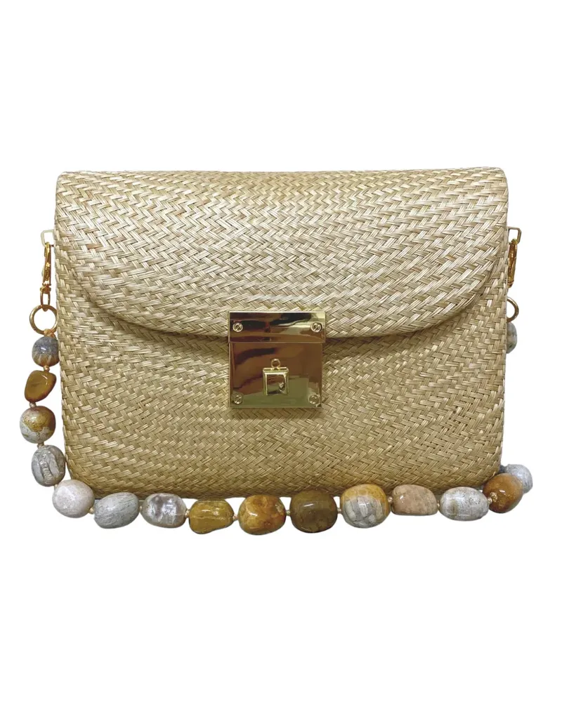 Serpui Sasha bead-embellished clutch bag - Nude Nude